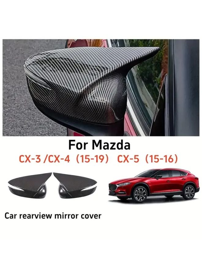 غطاء مرآة الرؤية الخلفية الأسود اللامع غلاف غلاف الإسكان زخرفة لـ Mazda CX3 CX4 CX5 - Image 1